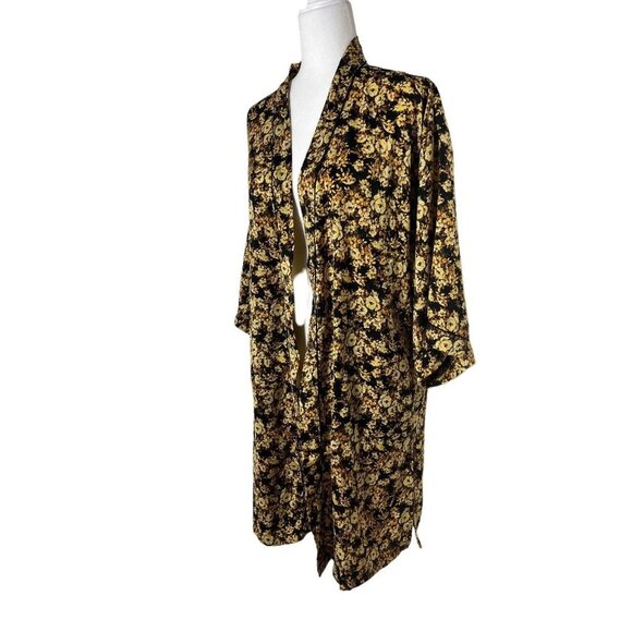 Treasure & Bond Womens Kimono Yellow Black Bold Floral One Size - Picture 3 of 7